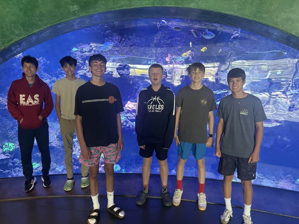Underwater aquarium visit with middle school students at El Dorado Adventist School.