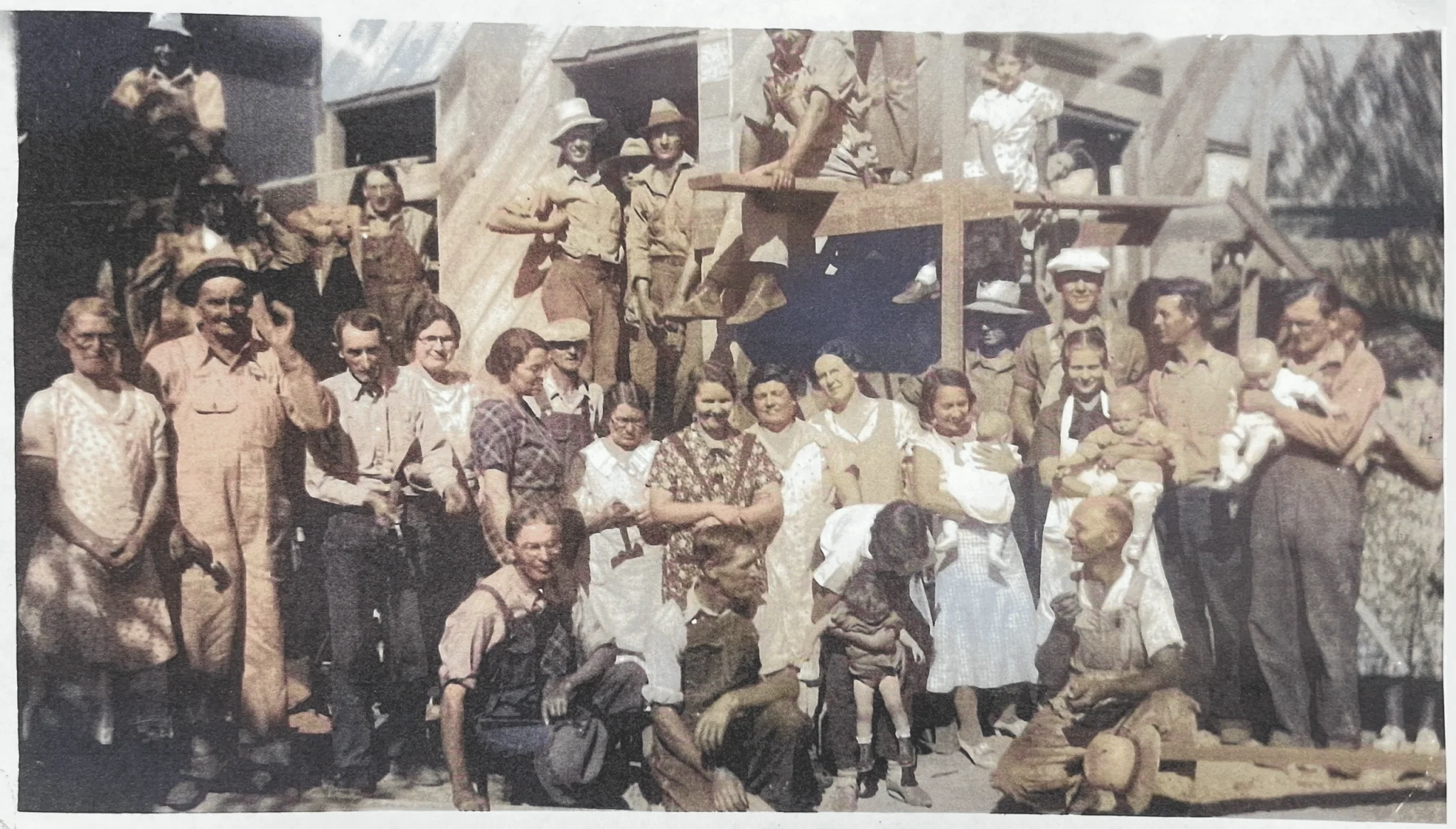 Students and teachers at El Dorado Adventist School during a historical outdoor event.