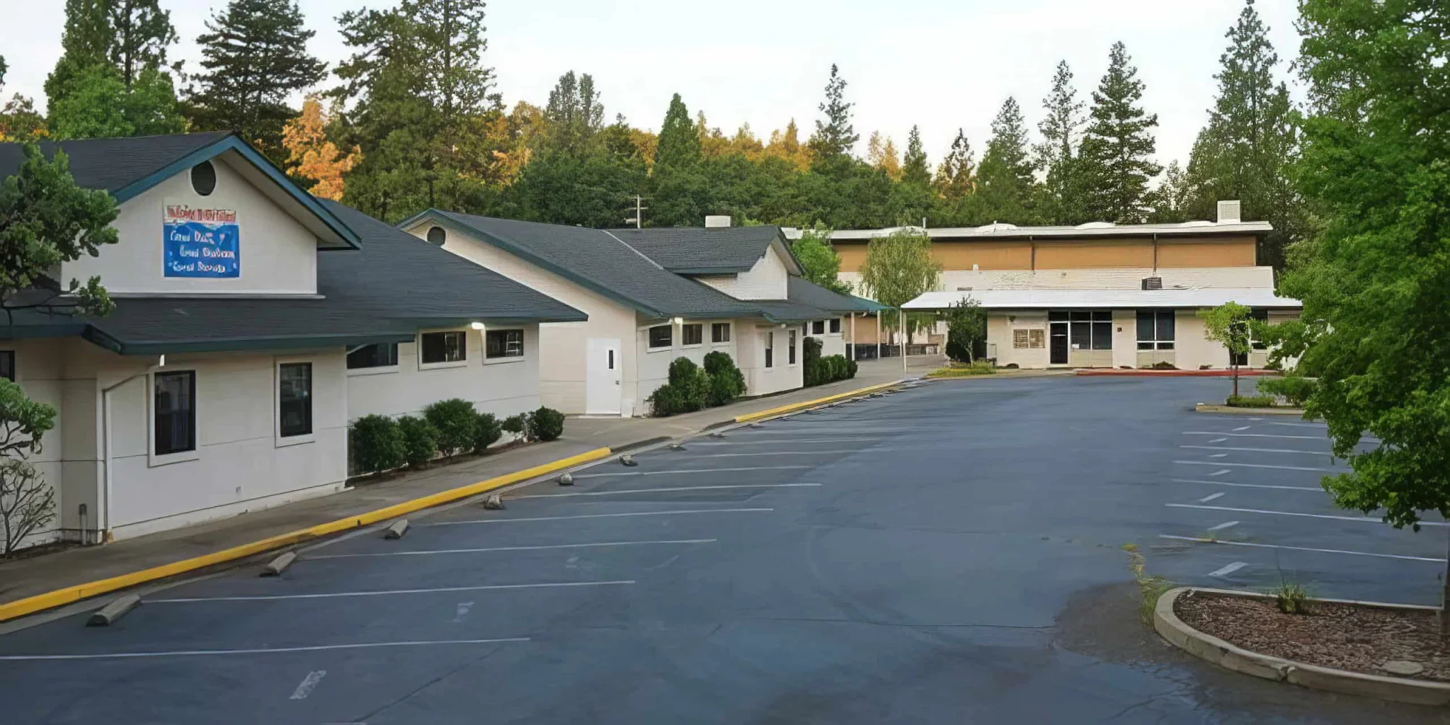 Empty parking lot at El Dorado Adventist School, a well-known Christian educational institution.